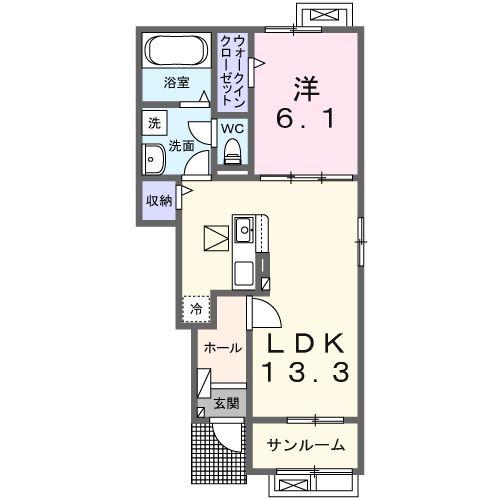 小張プレイスII(1LDK/1階)の間取り写真