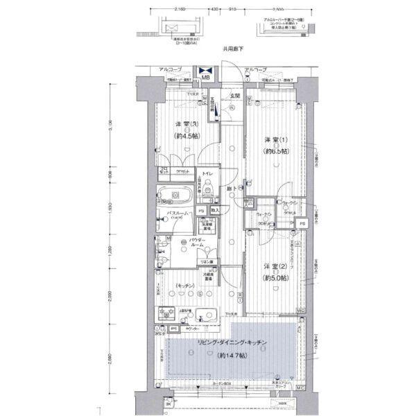 プレサンスグラン名城公園(3LDK/1階)の間取り写真