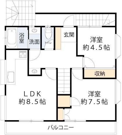 八幡町ビル(2DK/3階)の間取り写真