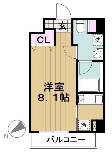 自由が丘カントリー倶楽部(1K/2階)の間取り写真