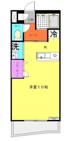 クリスタータ(ワンルーム/3階)の間取り写真