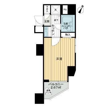 ライオンズプラザ白山(1K/4階)の間取り写真