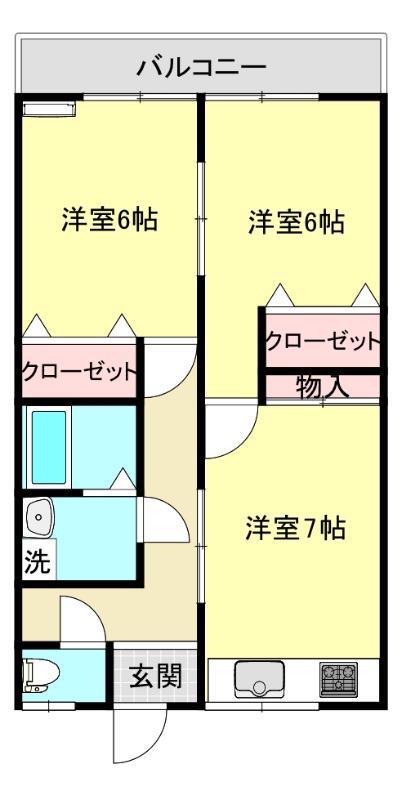 メゾン北城(2DK/2階)の間取り写真