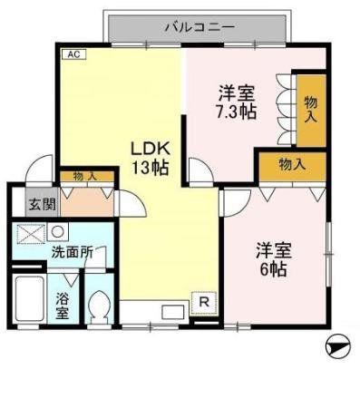サンセリテⅡ(2LDK/1階)の間取り写真