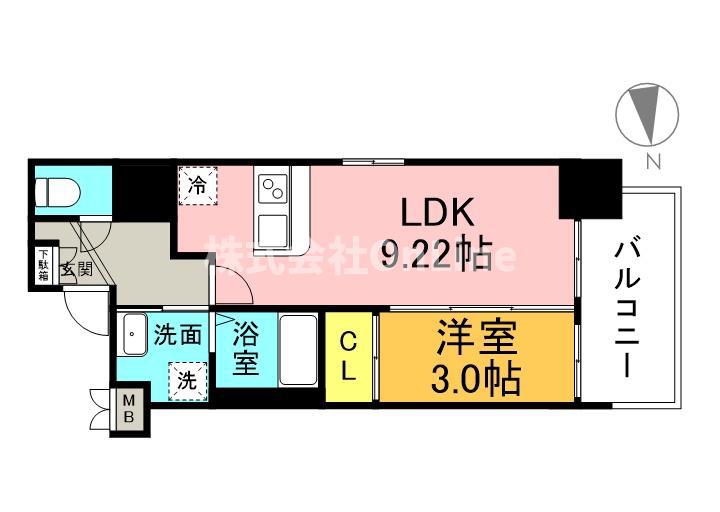 LUXE布施北III(1LDK/3階)の間取り写真