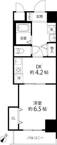 マルジューマンション(1DK/4階)の間取り写真