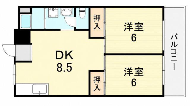 グリーンヒル舞子(2DK/2階)の間取り写真