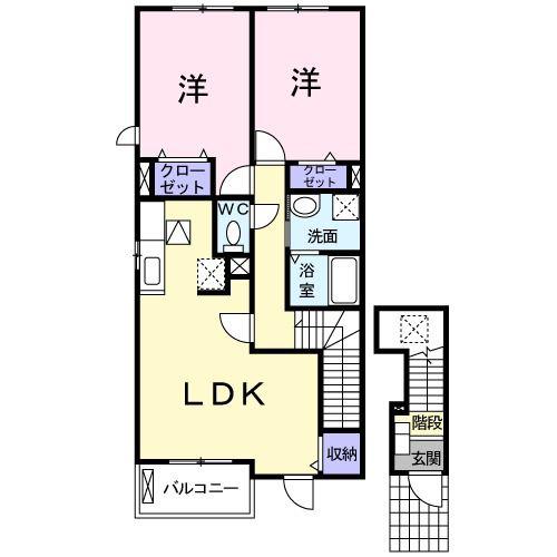 セレンディップハウスIIA棟(2LDK/2階)の間取り写真
