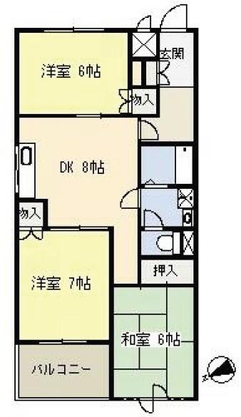 ハイツ永井(3DK/3階)の間取り写真