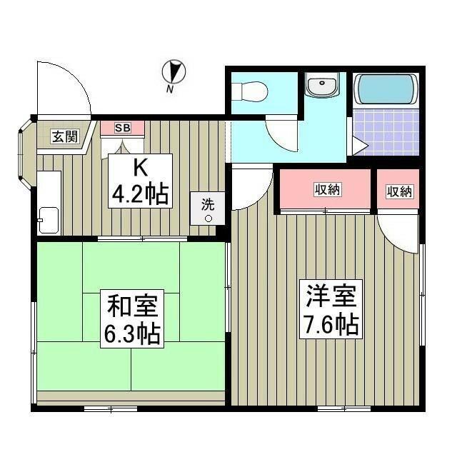 サンリバーK(2K/1階)の間取り写真