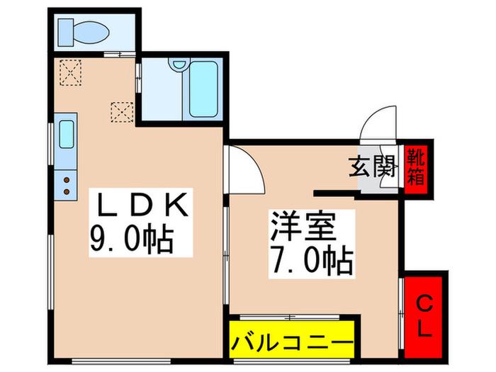 シライシビル3F(1LDK/3階)の間取り写真