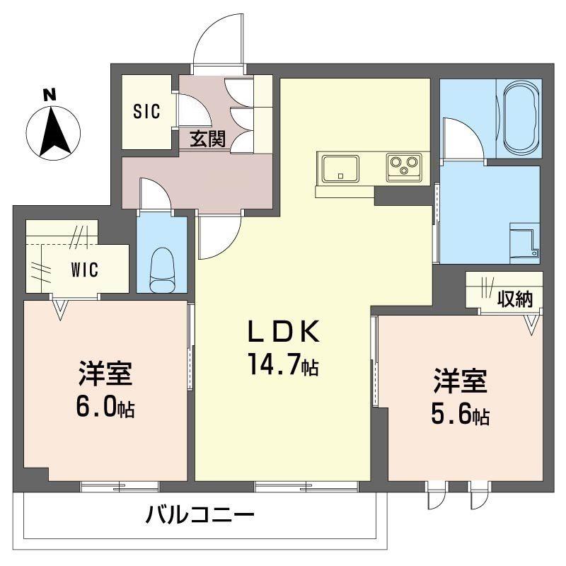 カヴァッロ アンビエラ(2LDK/3階)の間取り写真