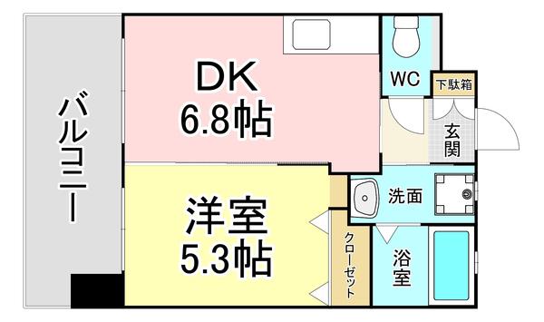 フェルト127(1DK/12階)の間取り写真