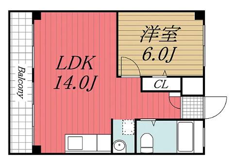 サングリーン成田ハイツ(1LDK/4階)の間取り写真