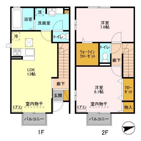 カーサ フィオーレ(2LDK/1階)の間取り写真