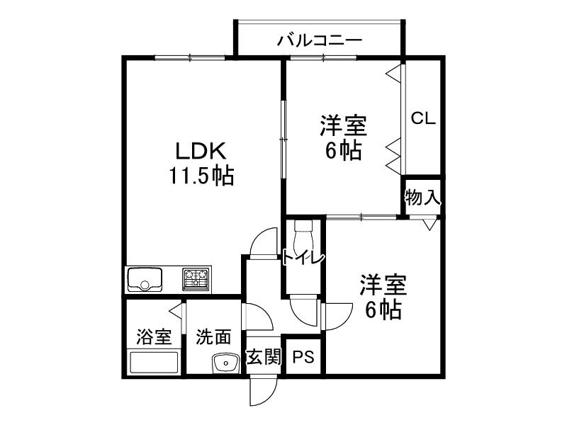 リバティノースホライゾン(2LDK/3階)の間取り写真