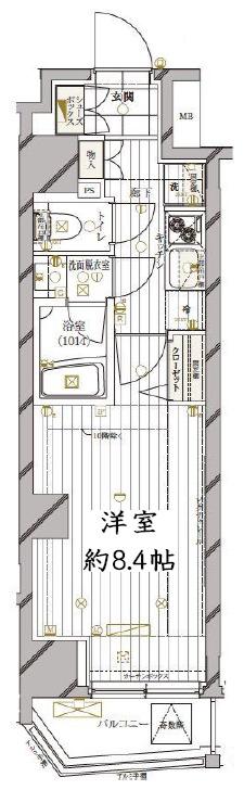 レガリス西日暮里ステーションフロント(1K/4階)の間取り写真