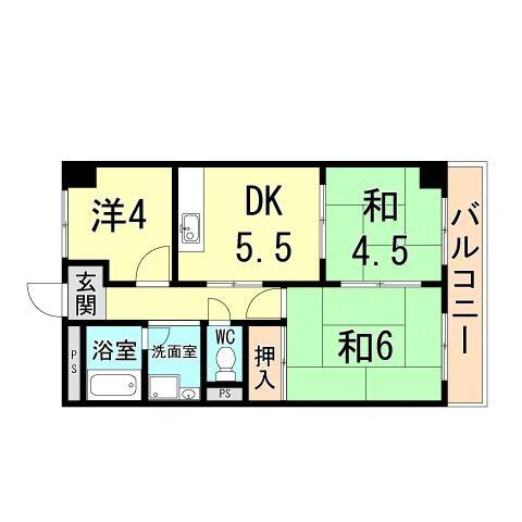 コーポ大社(3DK/2階)の間取り写真