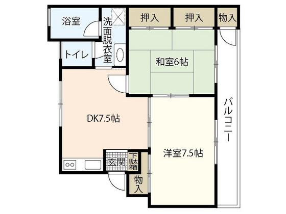 山陽第一ビル(2DK/2階)の間取り写真