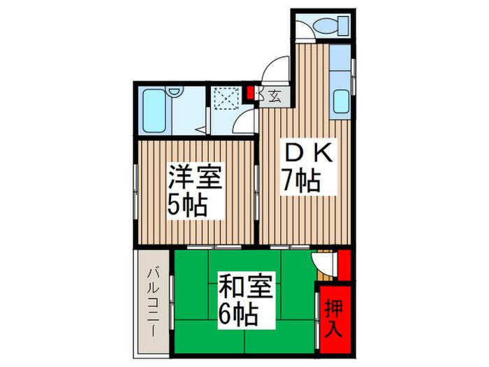 プチ・メゾン(2DK/1階)の間取り写真
