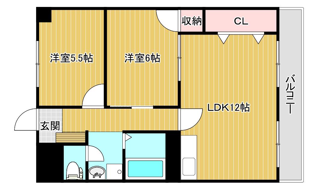 東洋ハイツ(2LDK/6階)の間取り写真
