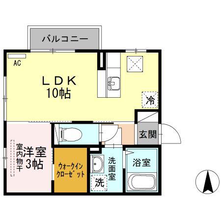 エスポワール前田B(1LDK/1階)の間取り写真