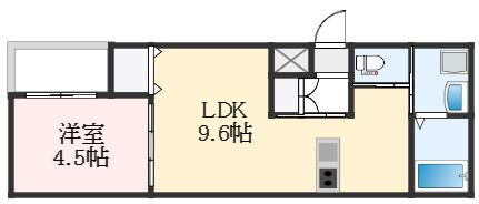 フィアスコート松之浜II(1LDK/2階)の間取り写真