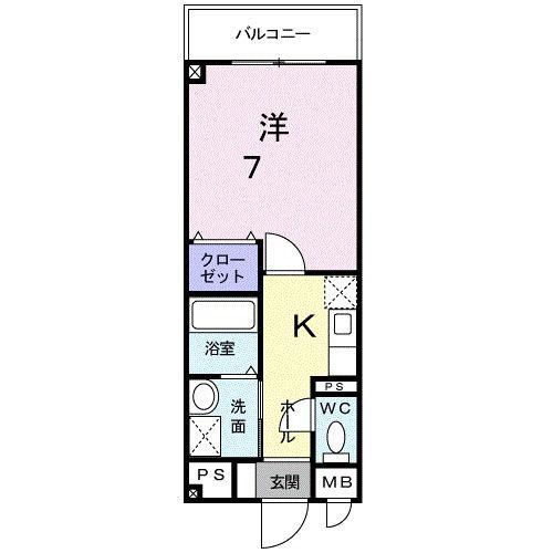 アサテラスIII(1K/3階)の間取り写真