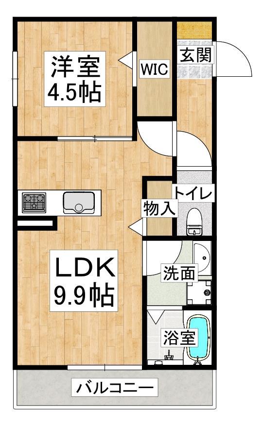 クローバー富士1号館(1LDK/1階)の間取り写真