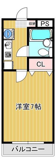 フロム24(1K/1階)の間取り写真