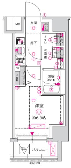 クレスト タップ 川崎港町(1K/4階)の間取り写真