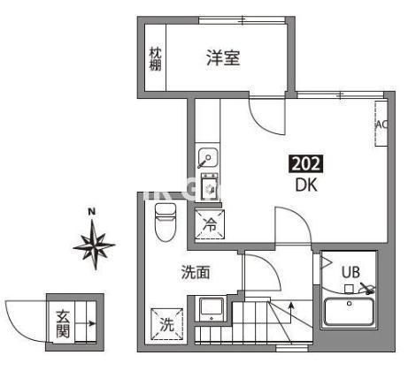 アネックスお花茶屋(1DK/2階)の間取り写真