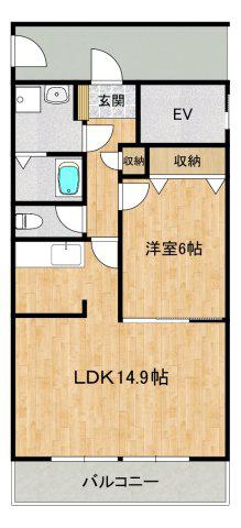 フレアハイム(1LDK/4階)の間取り写真