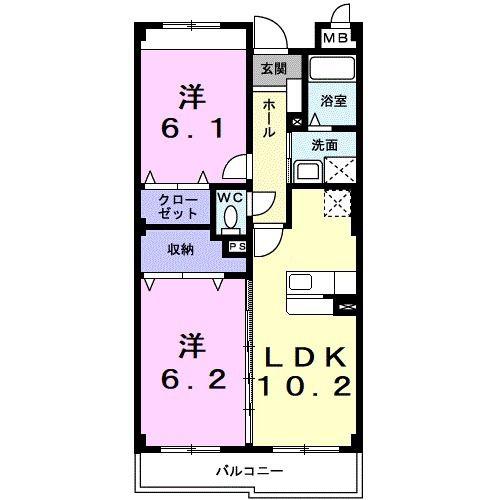 イーメゾンズ豊倉(2LDK/3階)の間取り写真
