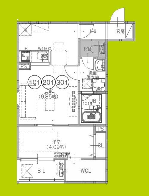 FSTYLE藤井寺道明寺5号館(1LDK/1階)の間取り写真