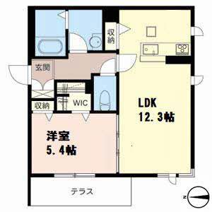 シャーメゾン新石切(1LDK/1階)の間取り写真