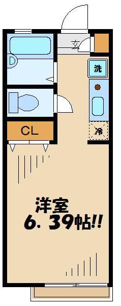 リライズ国領1(1K/1階)の間取り写真