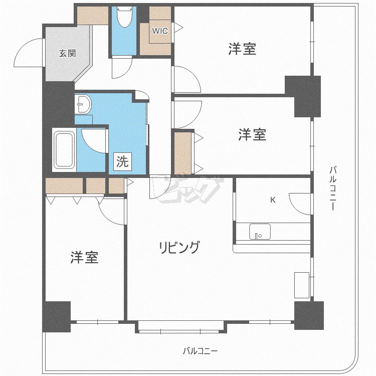 インペリアル山鼻(3LDK/8階)の間取り写真