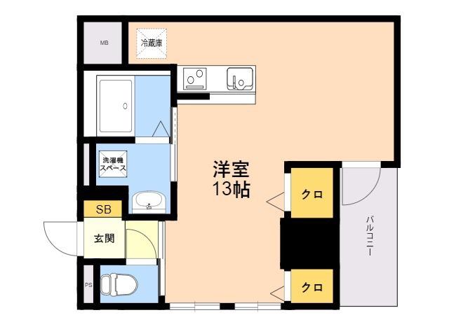 AP L-TAGE西新(ワンルーム/6階)の間取り写真