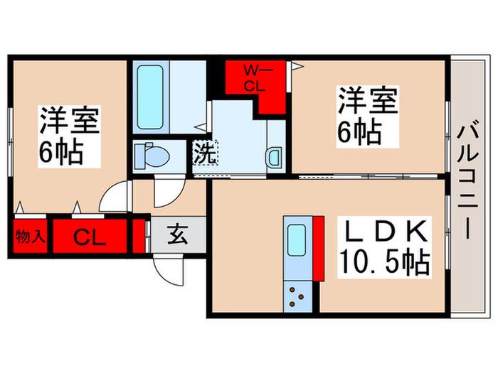 シャルマンドミール(2LDK/3階)の間取り写真