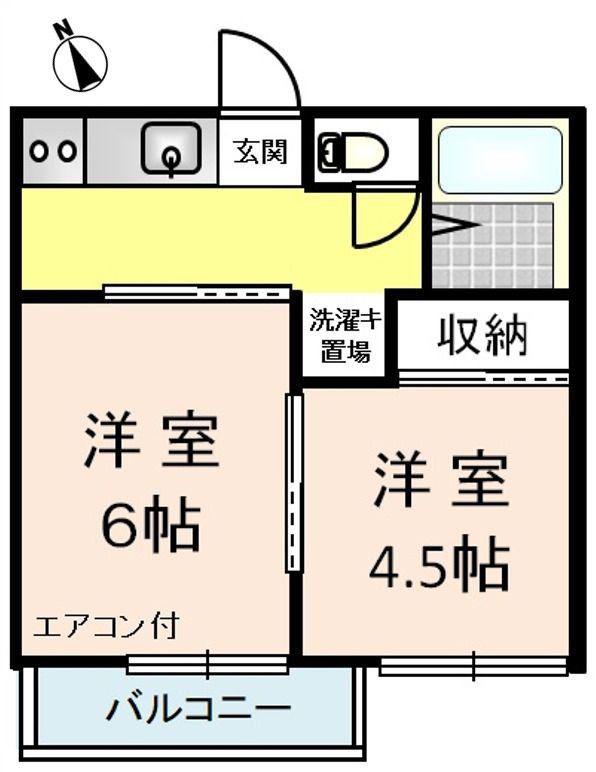 メゾンケームII(2DK/2階)の間取り写真