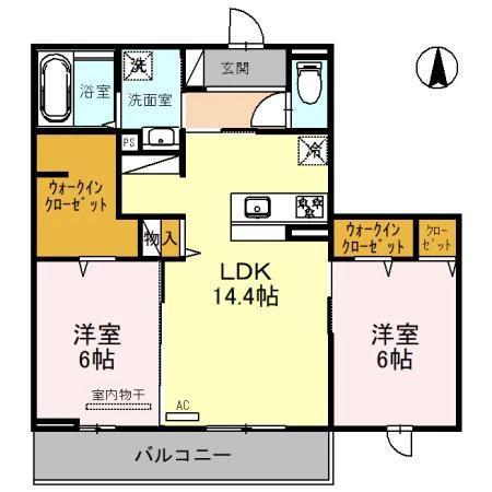 ラフォーレ堺(2LDK/2階)の間取り写真