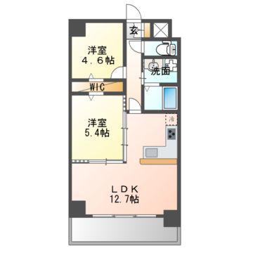 プレイス浅間(2LDK/6階)の間取り写真