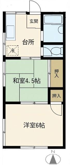 メゾンアイザワI(2K/1階)の間取り写真