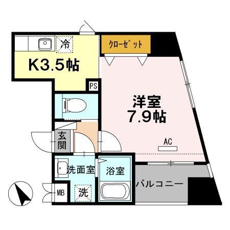 アイリス大森(1K/4階)の間取り写真