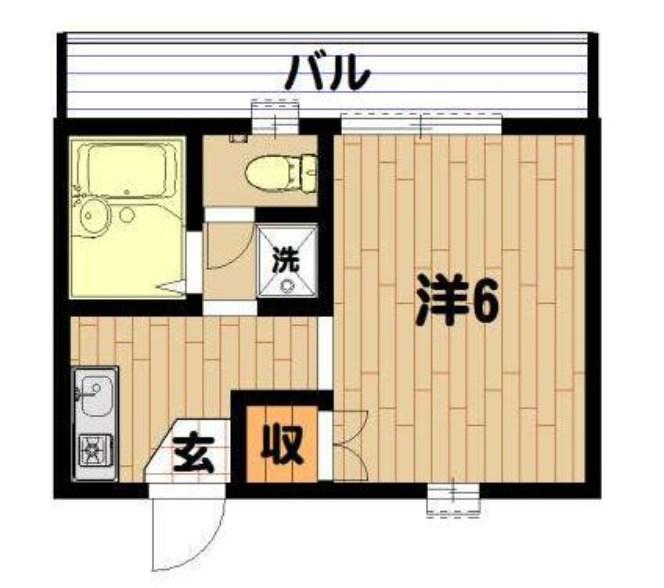 リバティー白楽(1K/2階)の間取り写真