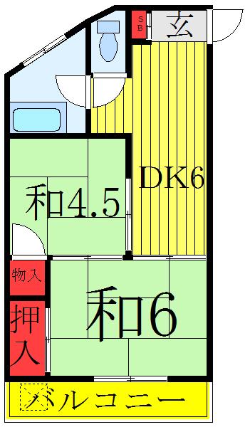 二ノ宮コーポ(2DK/3階)の間取り写真