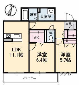 シャーメゾン宮下町(2LDK/3階)の間取り写真