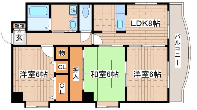 エリム摩耶(3LDK/2階)の間取り写真
