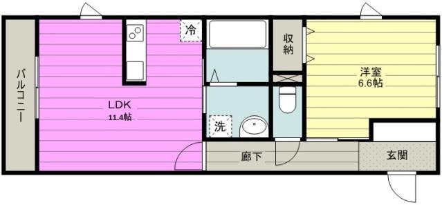 エルメゾンボスコ 303(1LDK/3階)の間取り写真